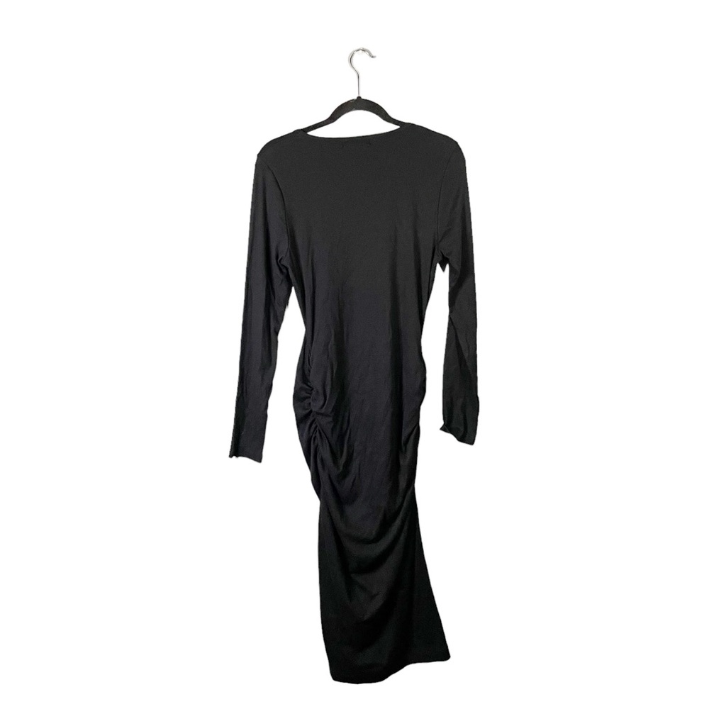 Michael Stars Black Ribbed Stretchy Fitted Long Sleeve Maternity Maxi Dress XL - Picture 2 of 7